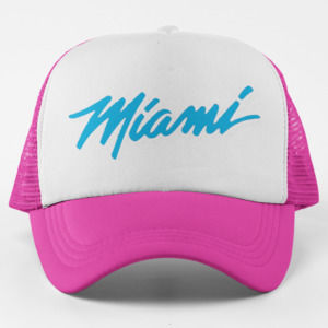 NEW Miami Heat Vice Nights Script Foam Trucker Mesh Snapback Hat 2TONE HOT PINK